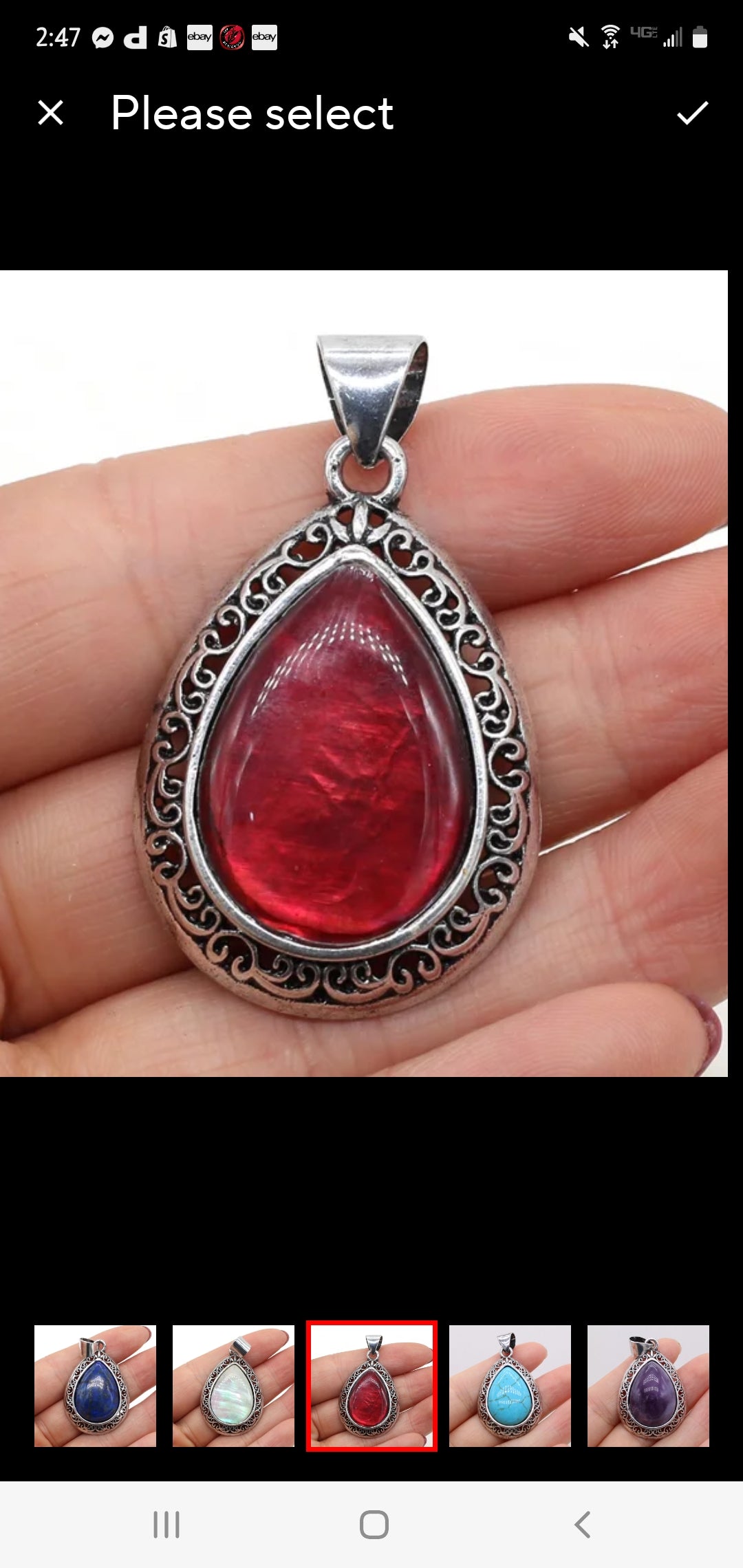 blood red silver short necklace 7493