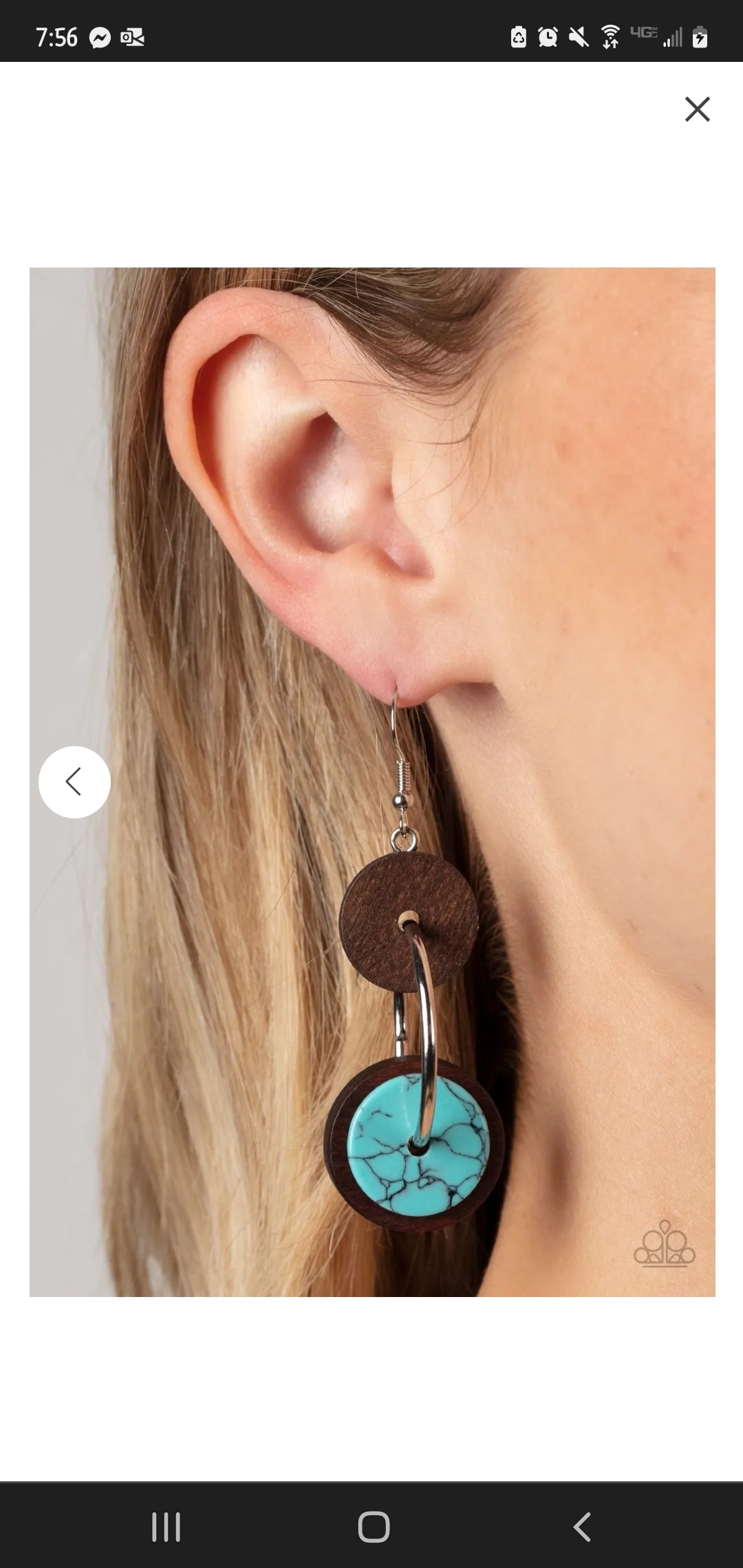 Stone wooden  blue earrings papa