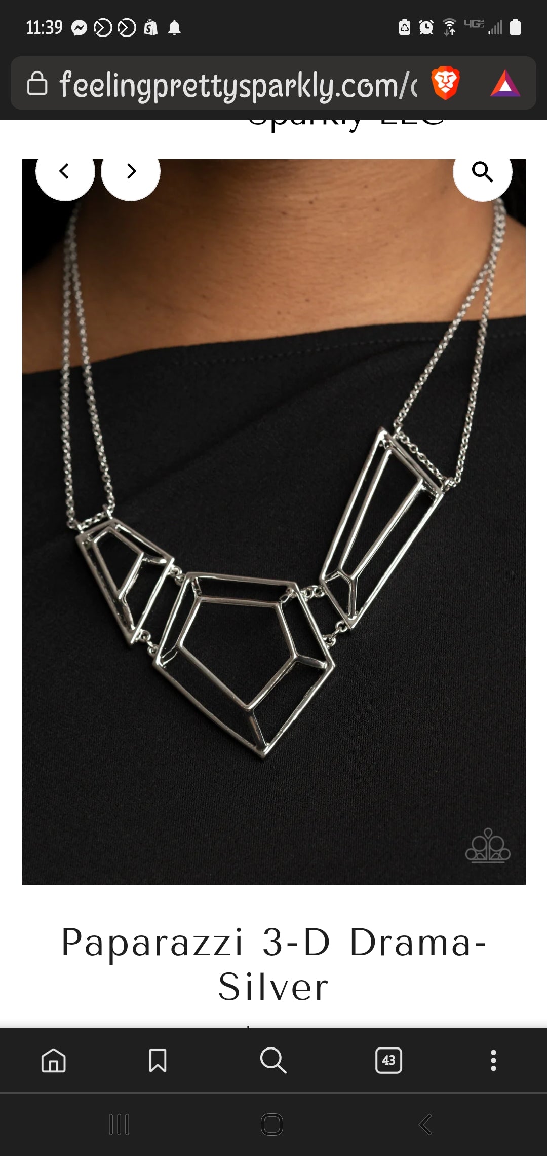 geometric silver short necklace