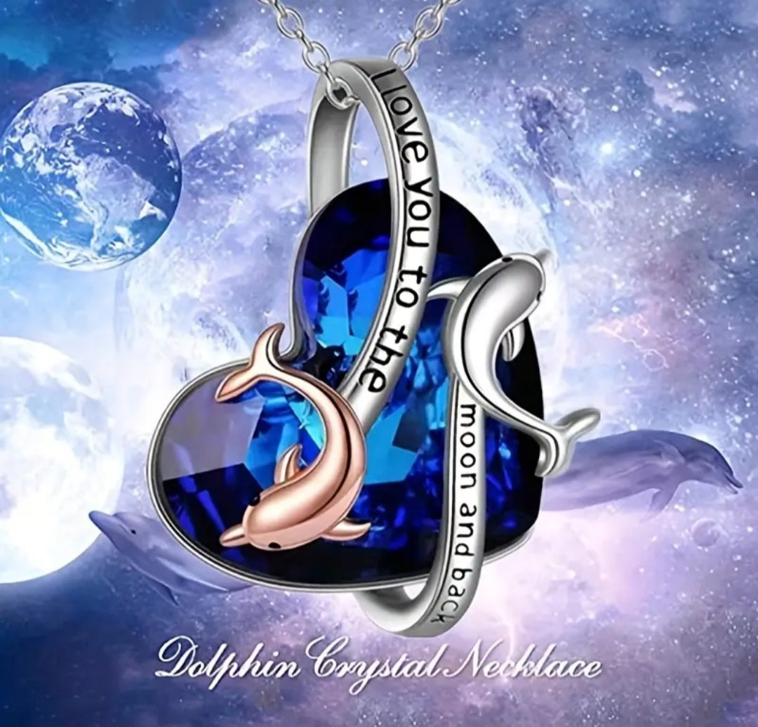 Love of dolphins or dragonflies short oil necklace 6351