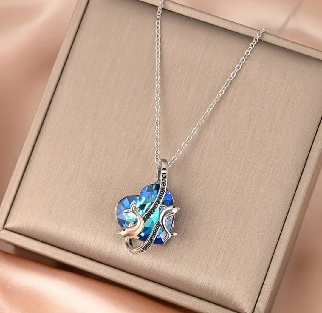 Love of dolphins or dragonflies short oil necklace 6351