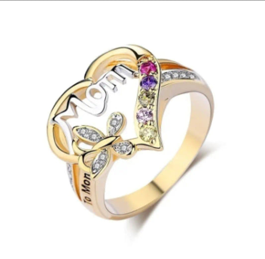 Mom love butterfly gold ring 7772