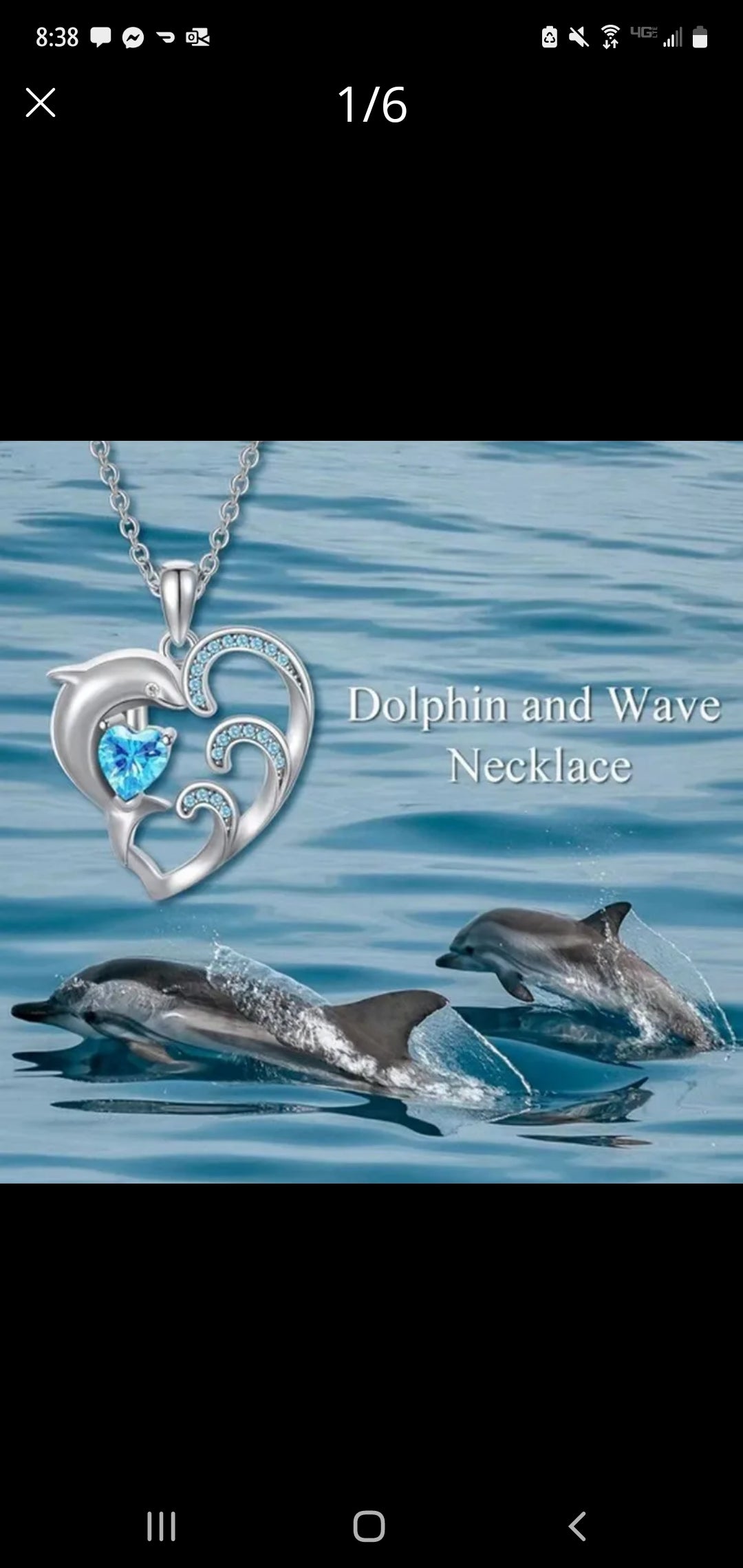 Dolphin full of love short blue heart necklace