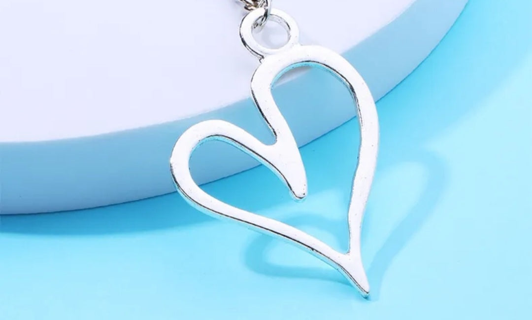 Heart silver short necklace