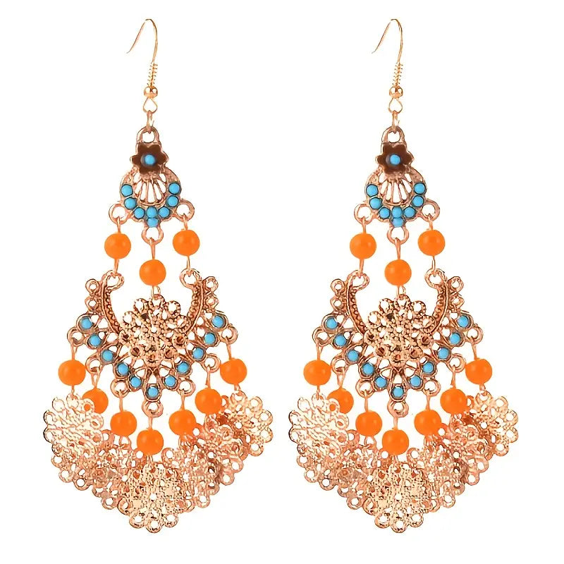 tribal Affair blue and orange gold earrings