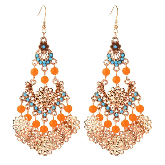 tribal Affair blue and orange gold earrings