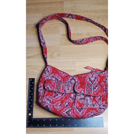Vera Bradley Womens Crossbody Bag Red Floral Pocket Adjustable Strap Zipper Hope purse