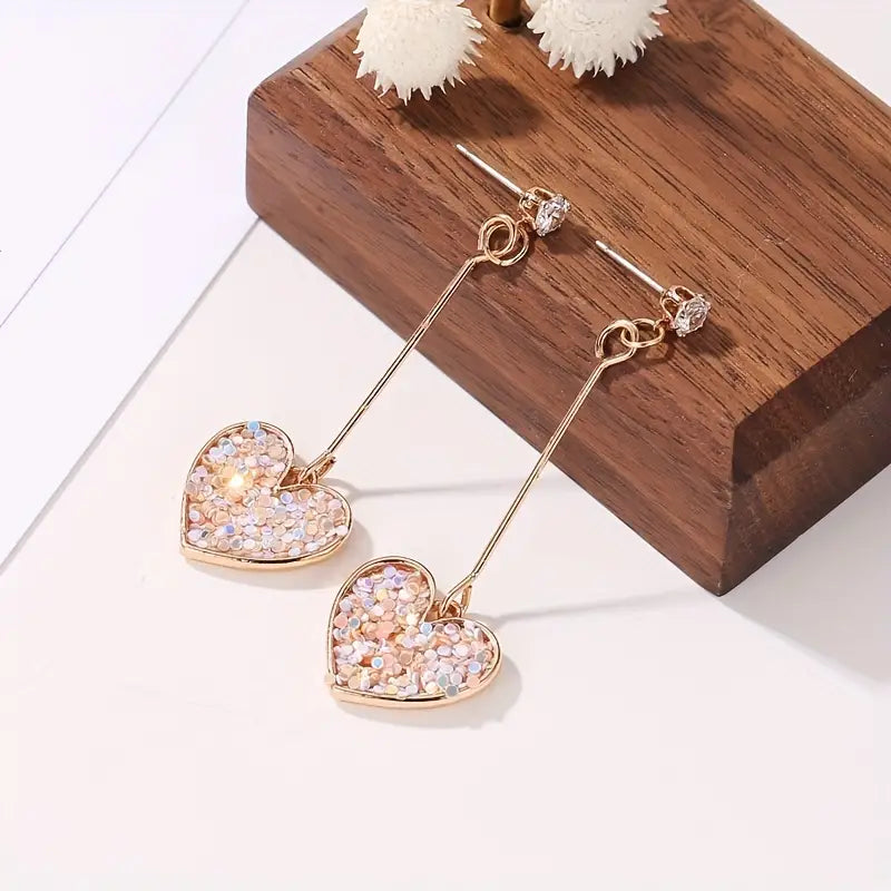 crushed peached heart gold earrings 8624