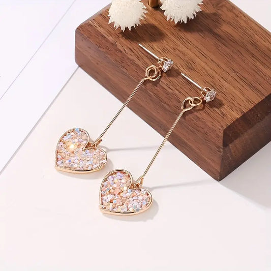 crushed peached heart gold earrings 8624