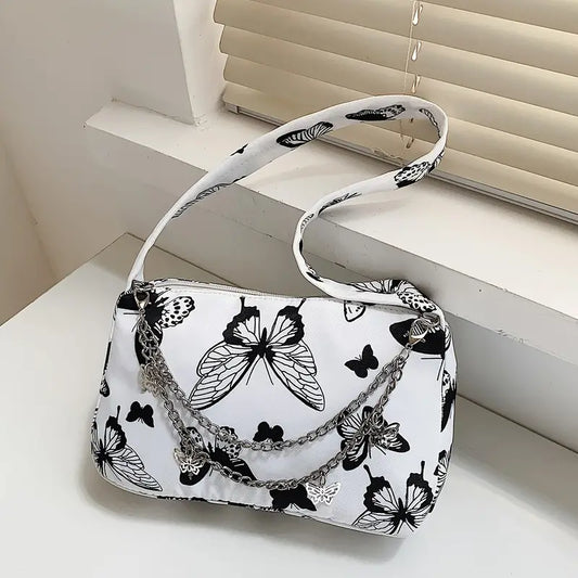 butterfly black and white purse