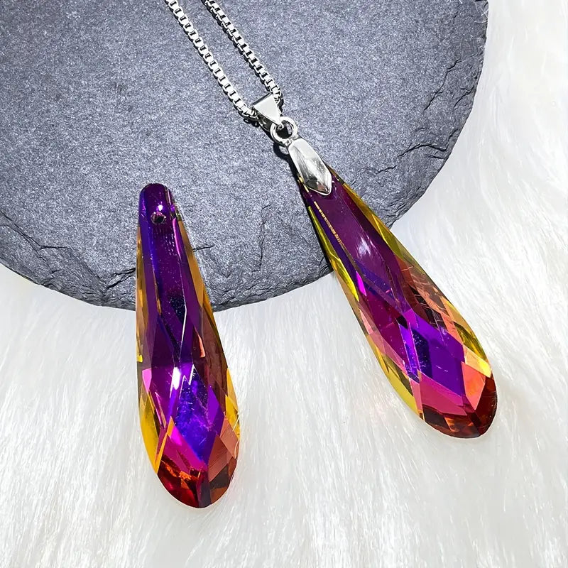 rain drop purple oil necklace 3784