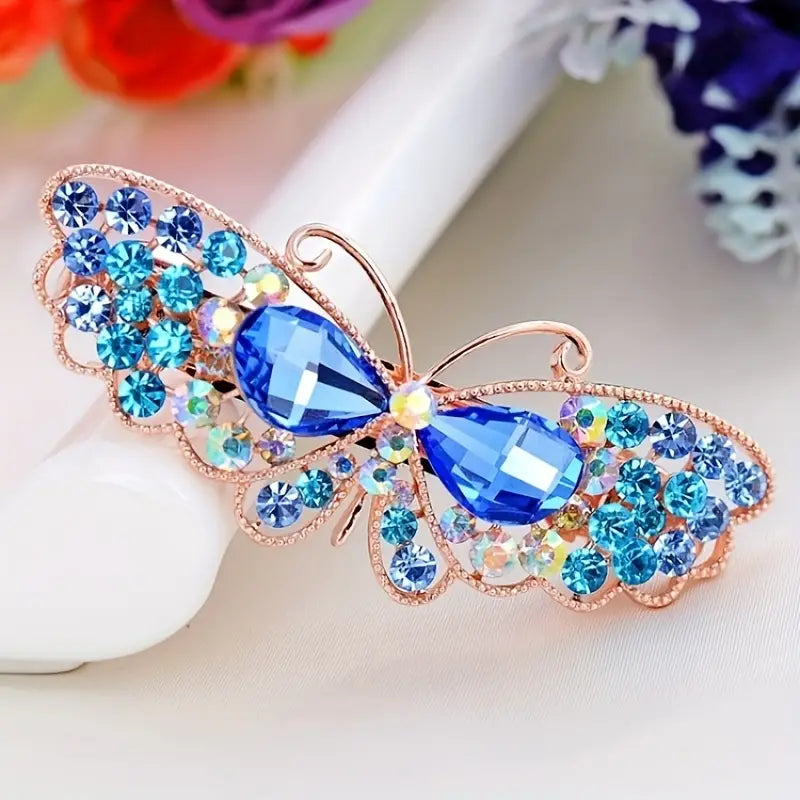 rose gold blue butterfly short necklace 5331