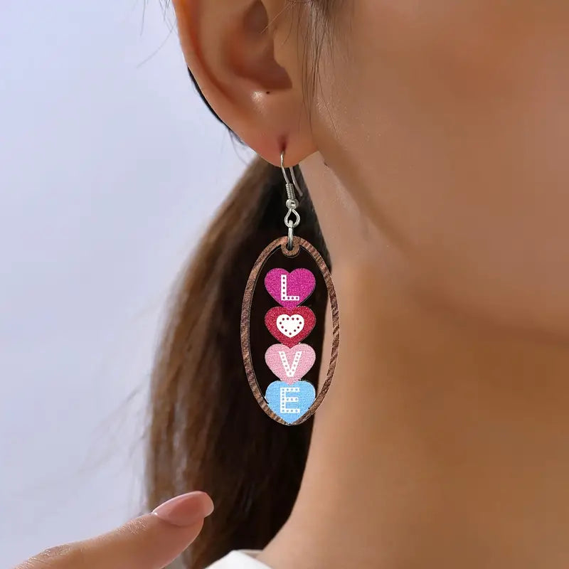 Heart wood Valentine earrings 4465