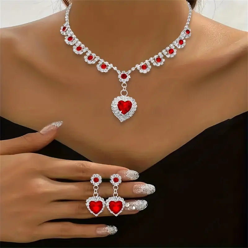 be mine red heart necklace set 9551