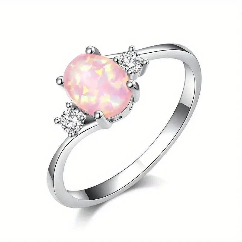 glittery acrylic ring pink opal sz 10