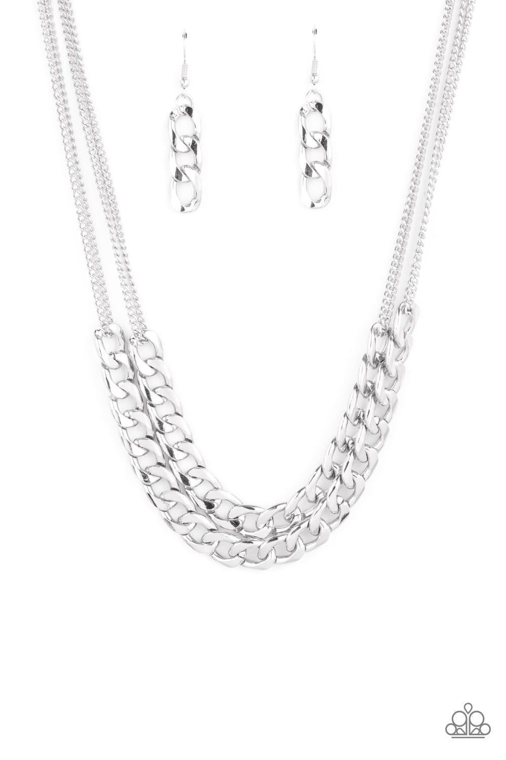 Urban culture layered short silver necklace papa