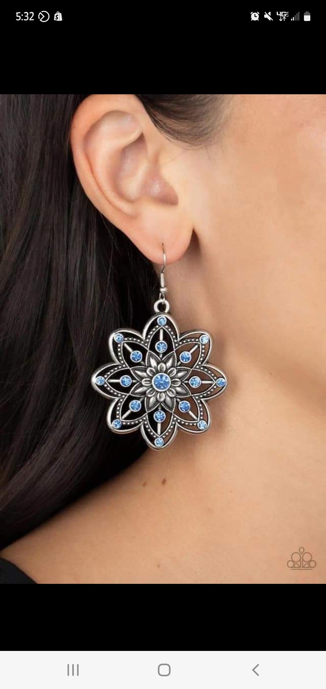 prismatic Blue flower earrings 267xx