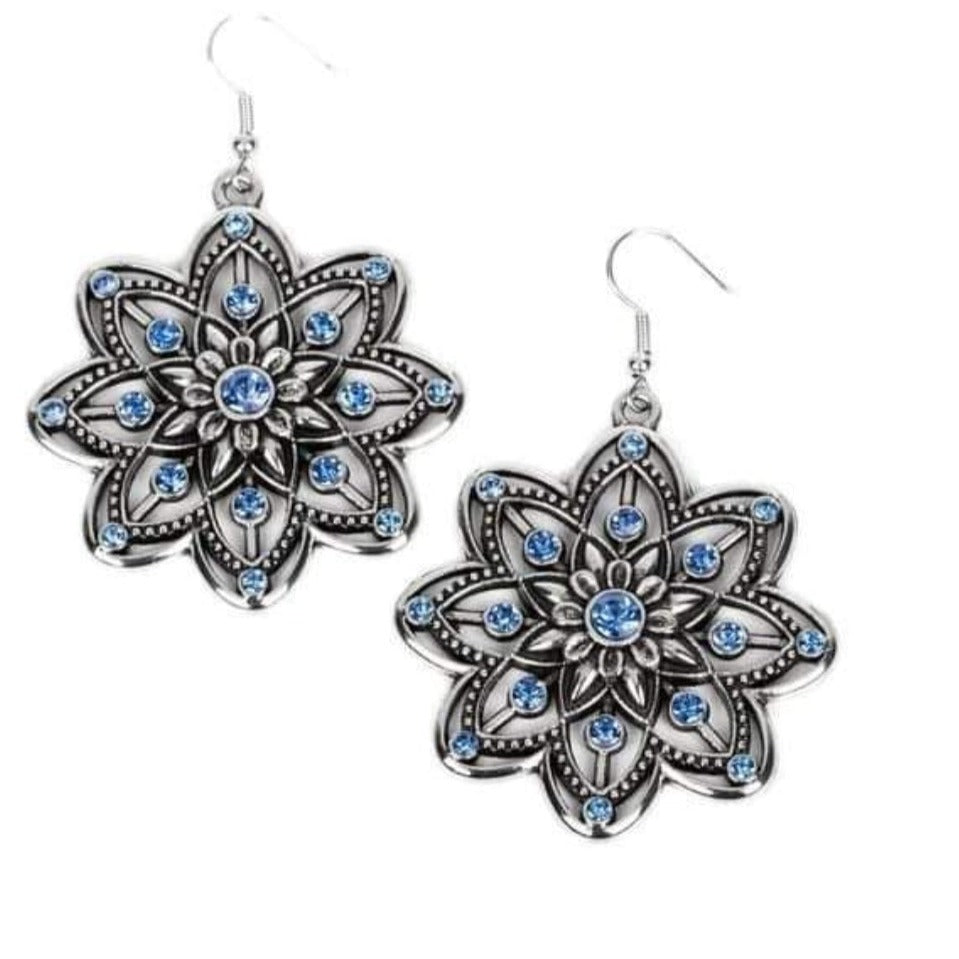 prismatic Blue flower earrings 267xx