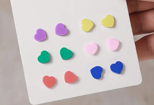 Stud hearts multiple post earrings