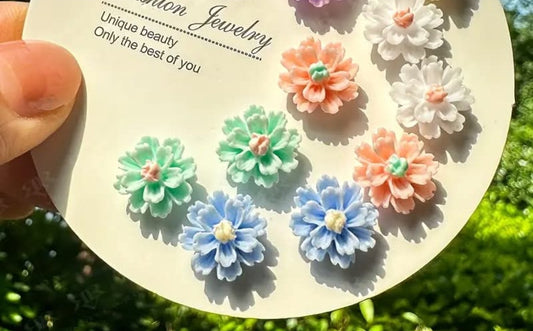 Stud carnations multiple post earrings