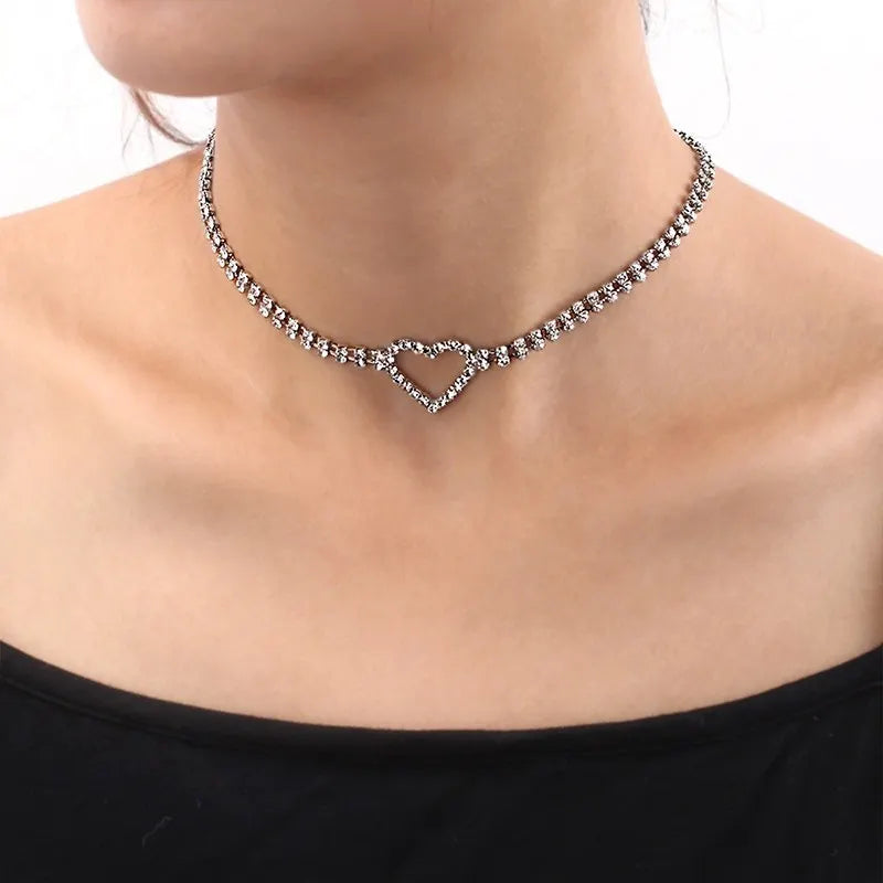 Choker lover heart gold short necklace