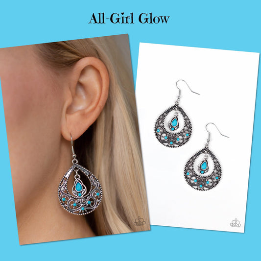 all girl glow blue earrings