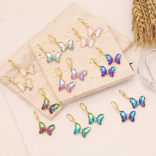 Flutter butterfly multiple earrings  oil 1690