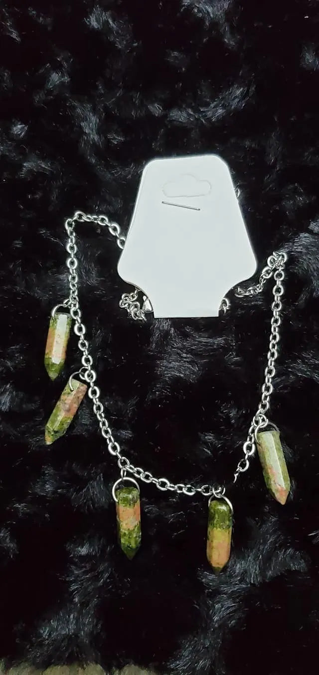 unakite crystal short necklace