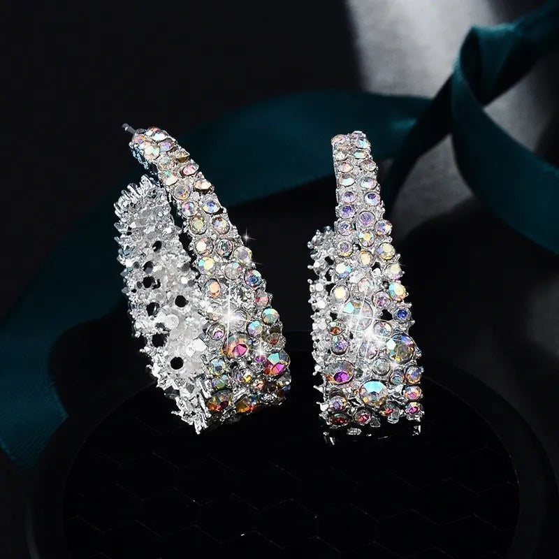 thick iridescent earrings hoops 8671