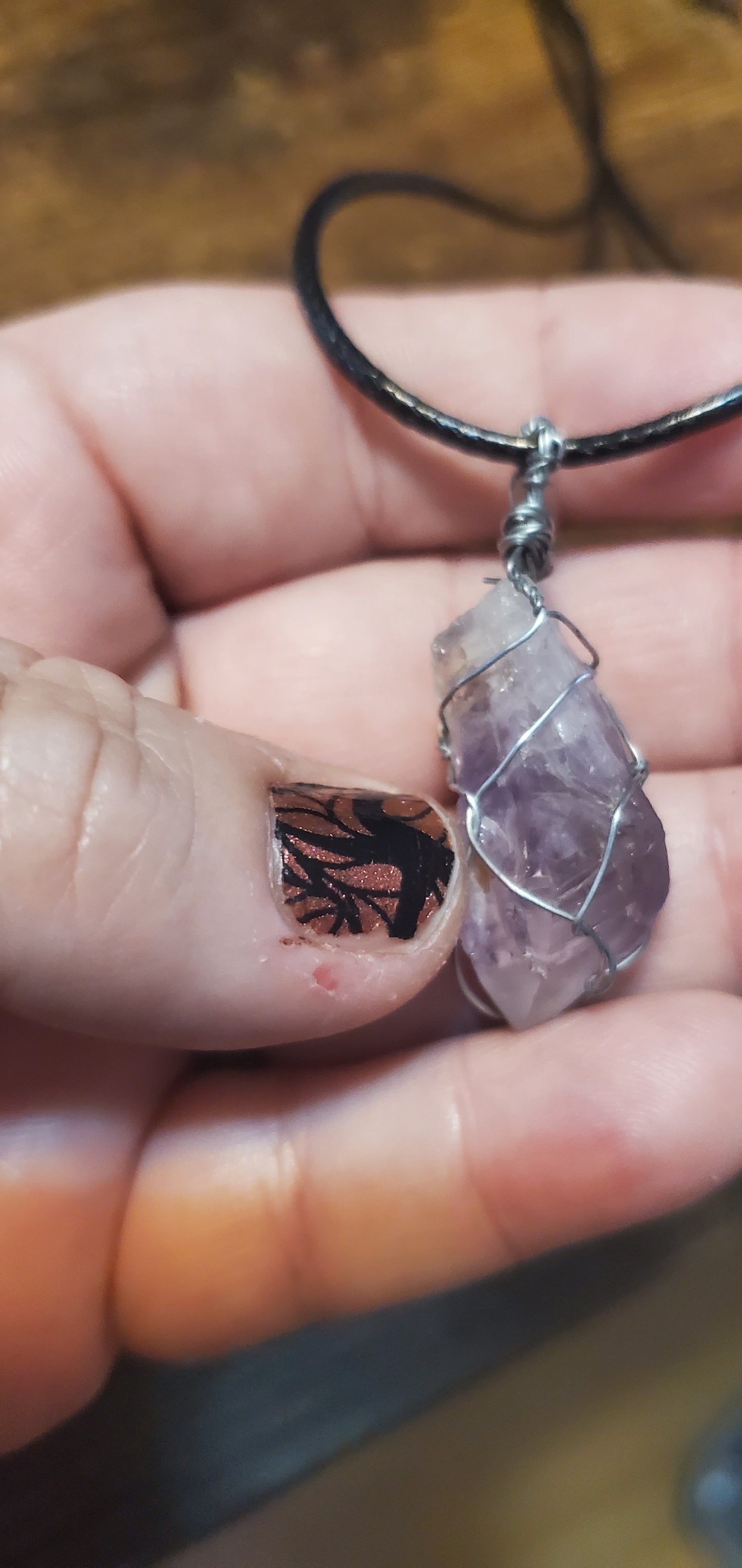 Healing raw quartz crystal white purple short necklace