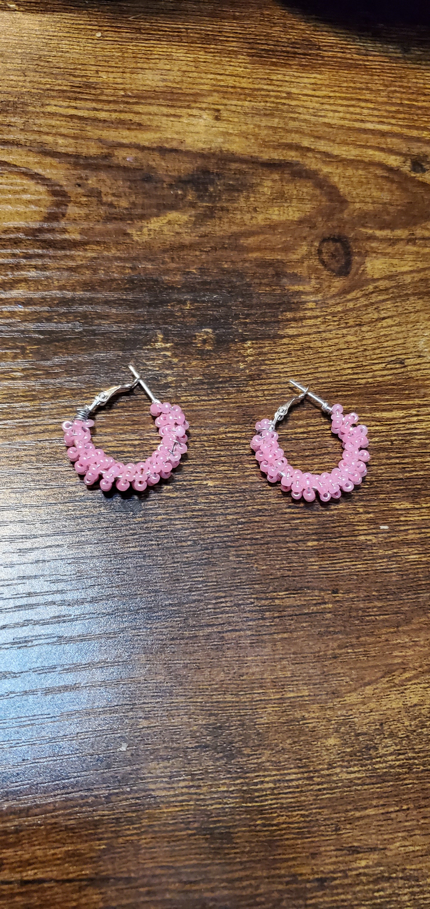 Red or small pink handmade hoop earrings