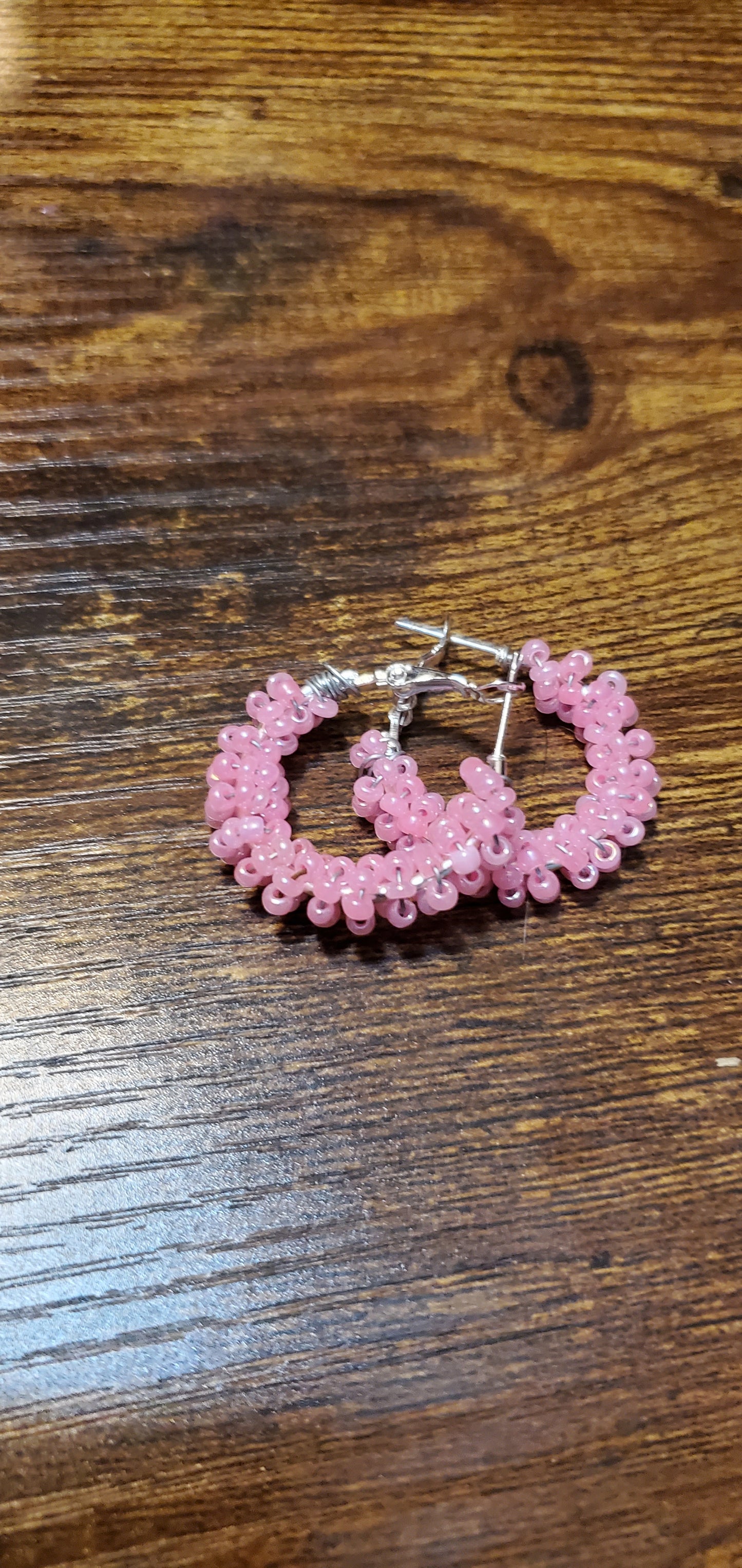 Red or small pink handmade hoop earrings