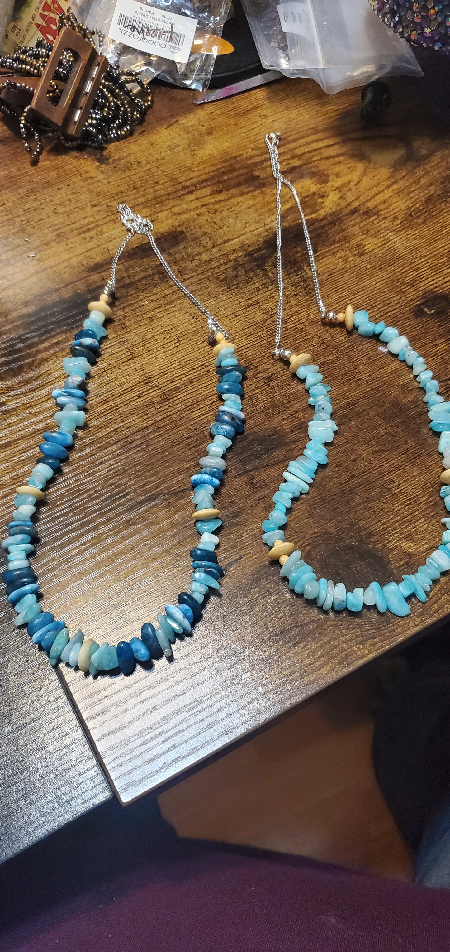 ocean blue stone short necklace