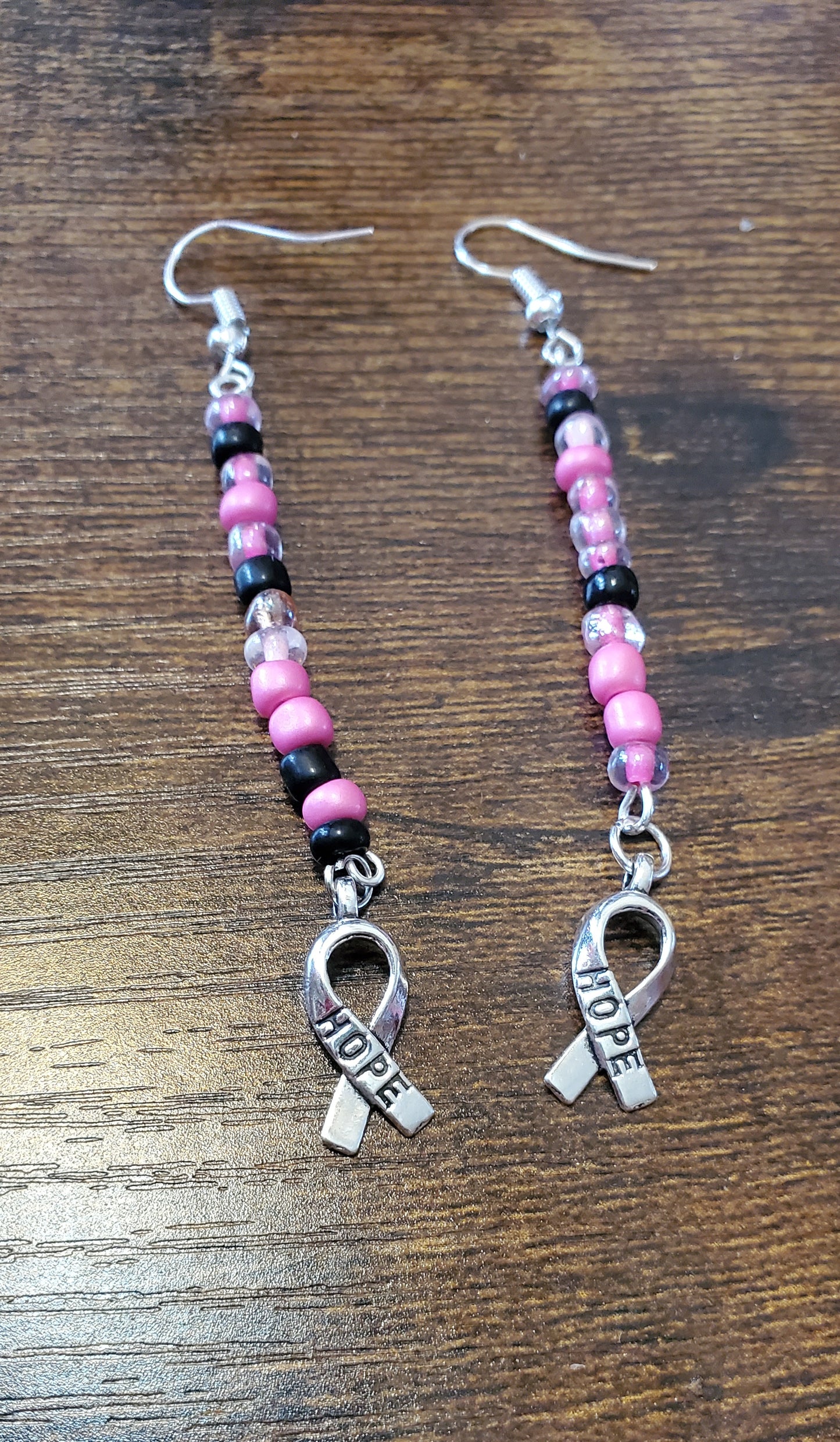 Cancer support short necklace and earrings set