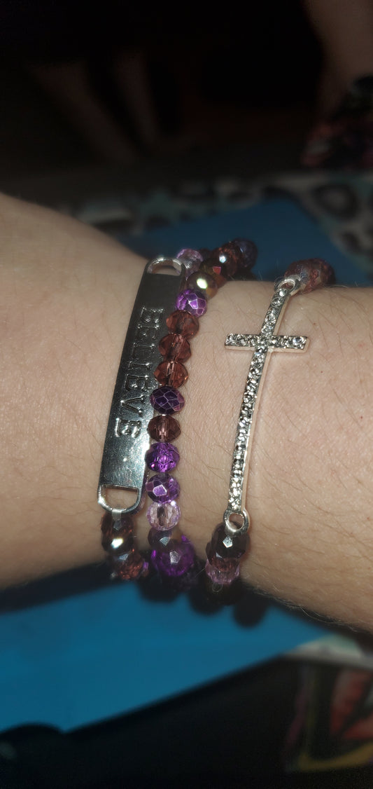 Silver cross inspirational bracelets