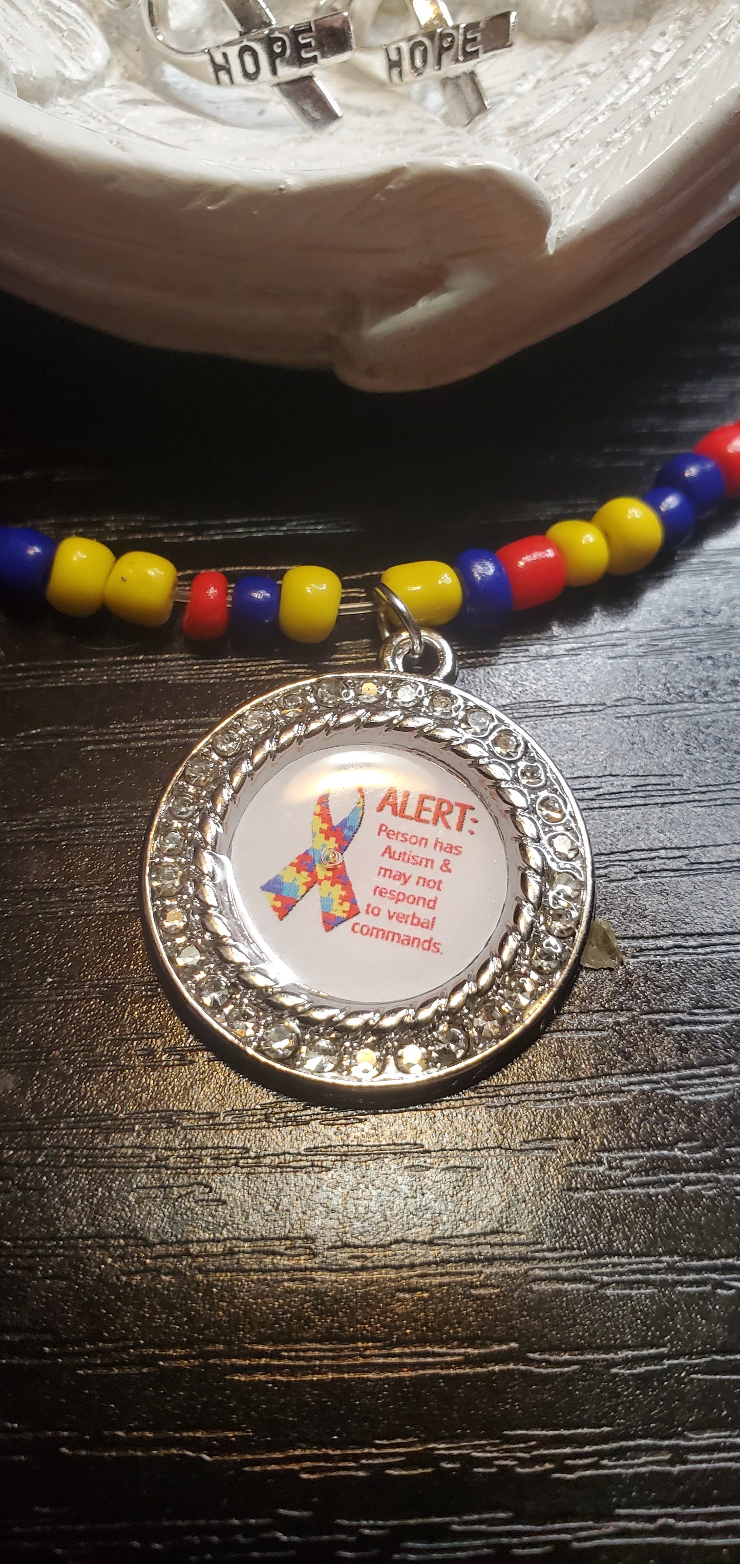 Autism awareness short necklace and earrings set