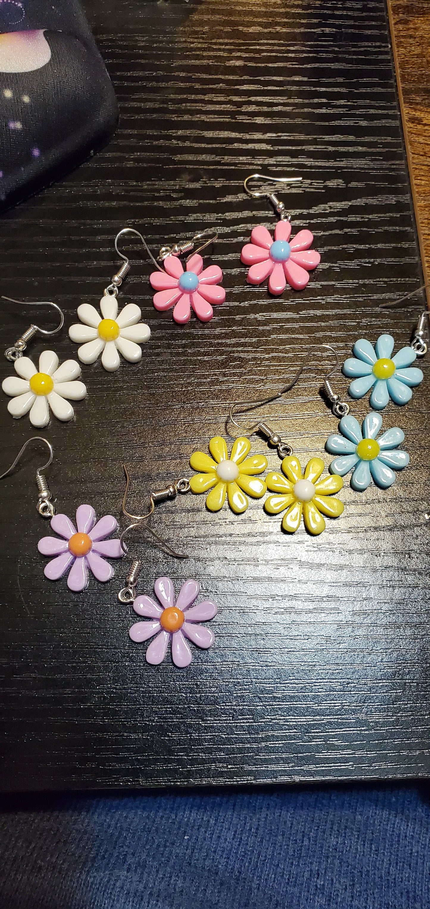 Daisy charms earrings short necklace