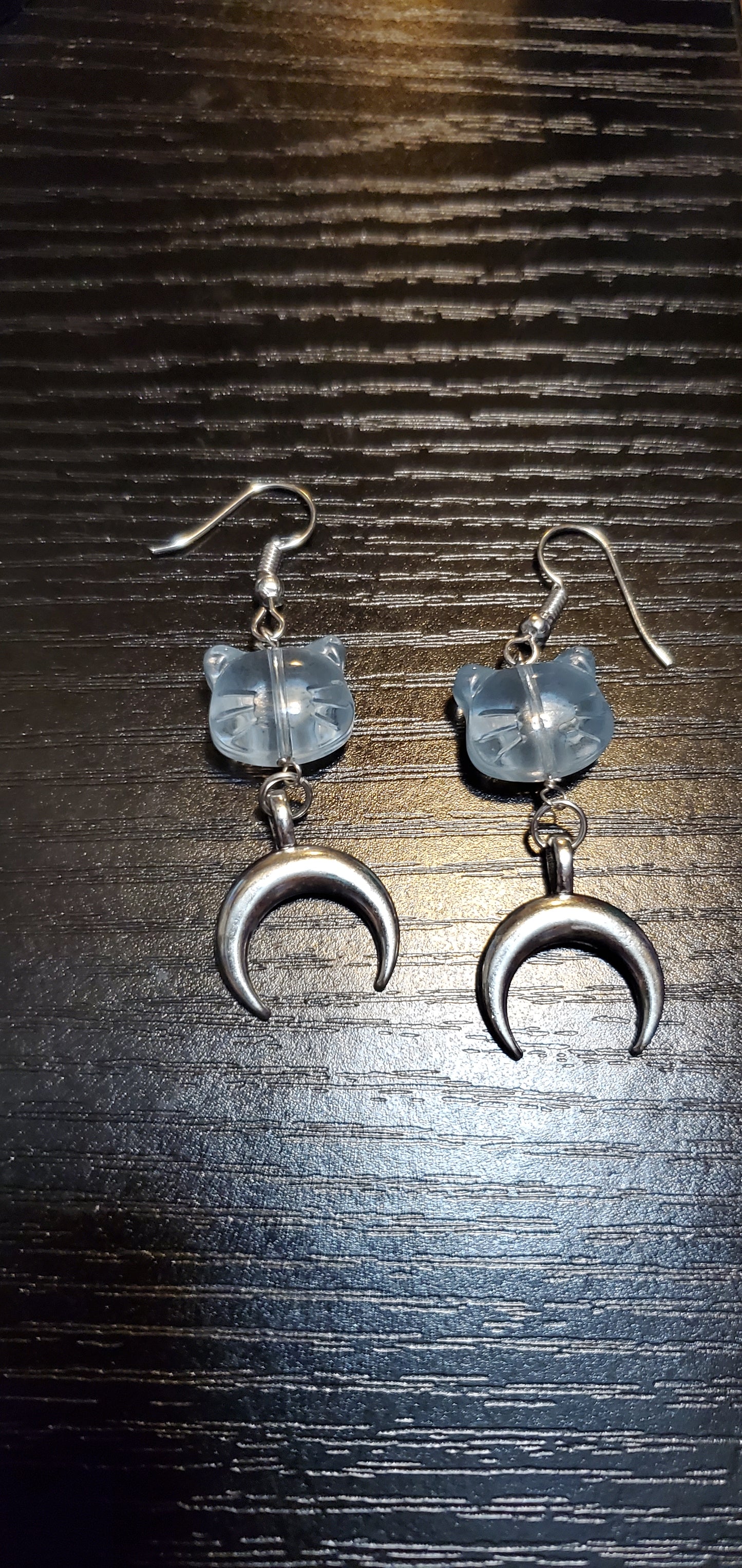 Blue kitty earrings