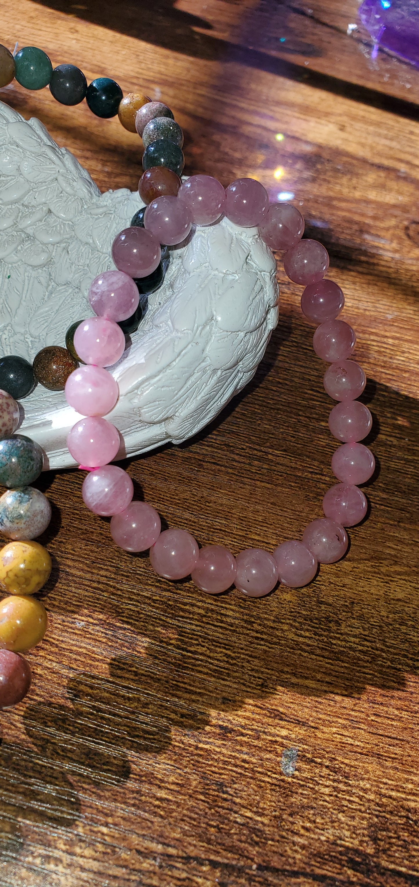 Jasper ocean and lavender rose bracelet stone