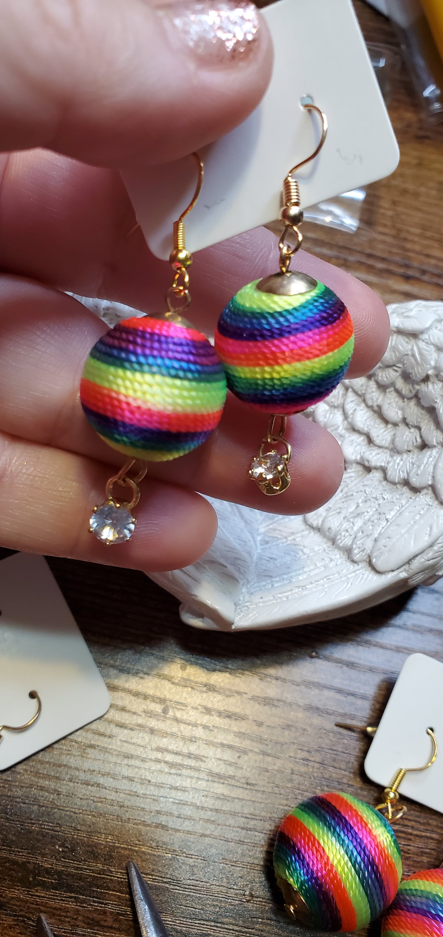 Bright ball party multi gold earrings