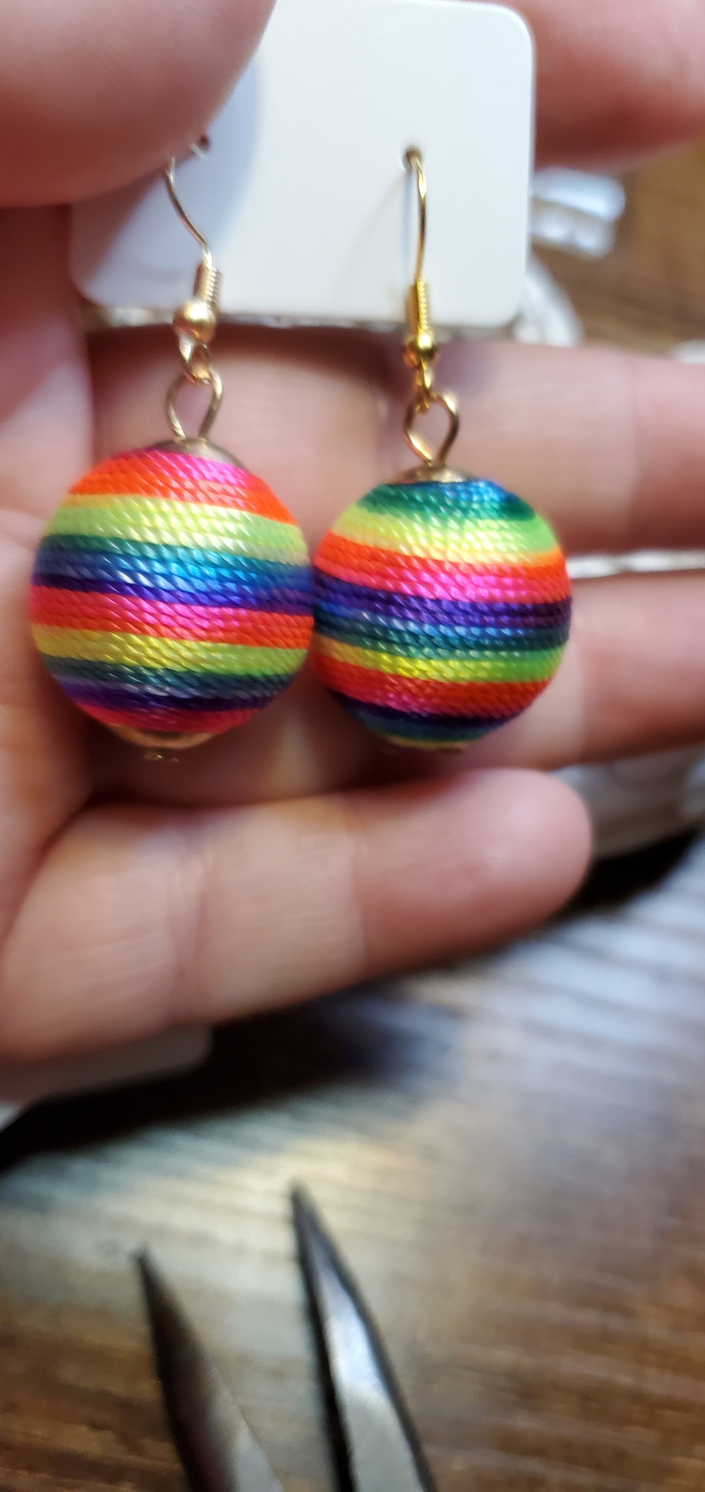 Bright ball party multi gold earrings