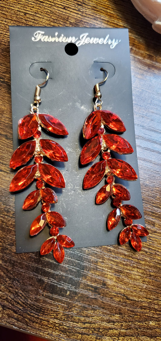 Red drama earrings 7182 post stud