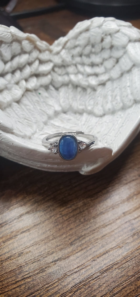 blue kyanite crystal ring adjustable