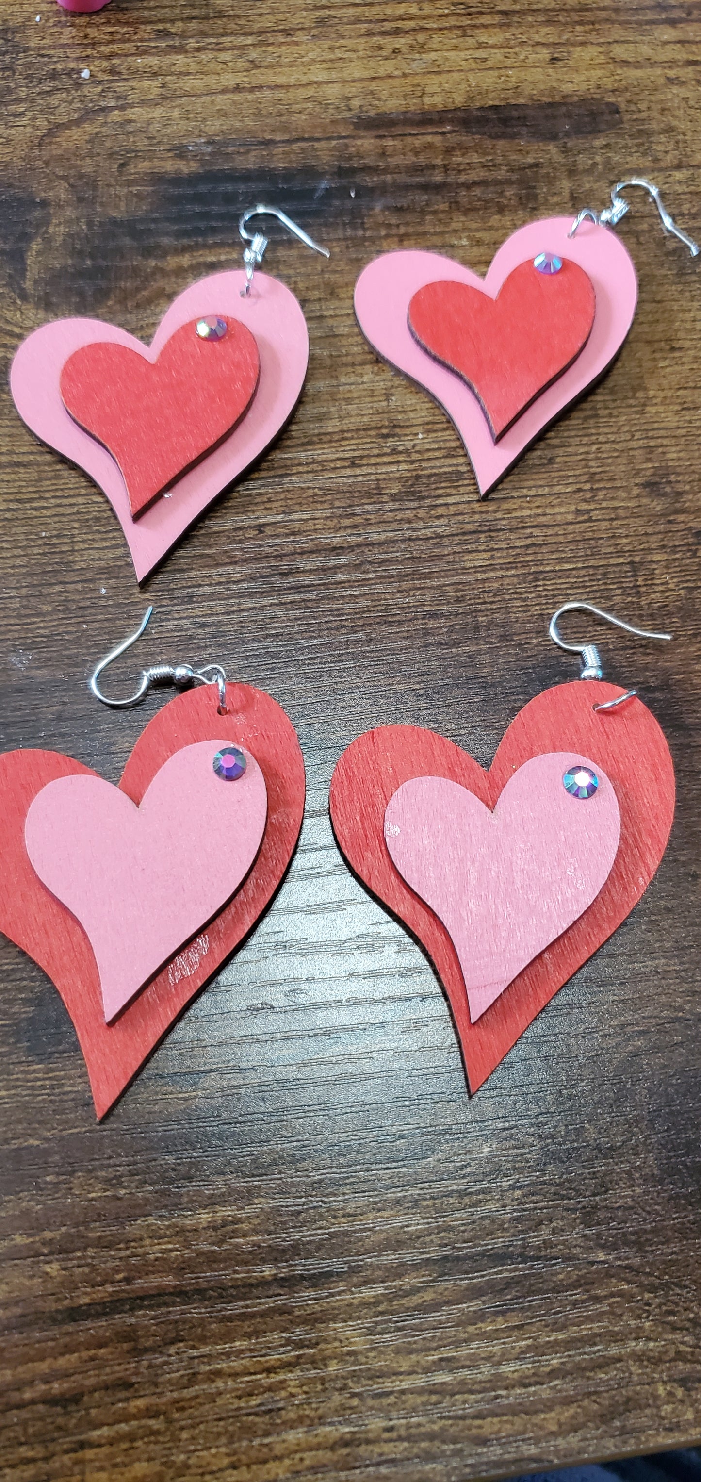 Heart double earrings