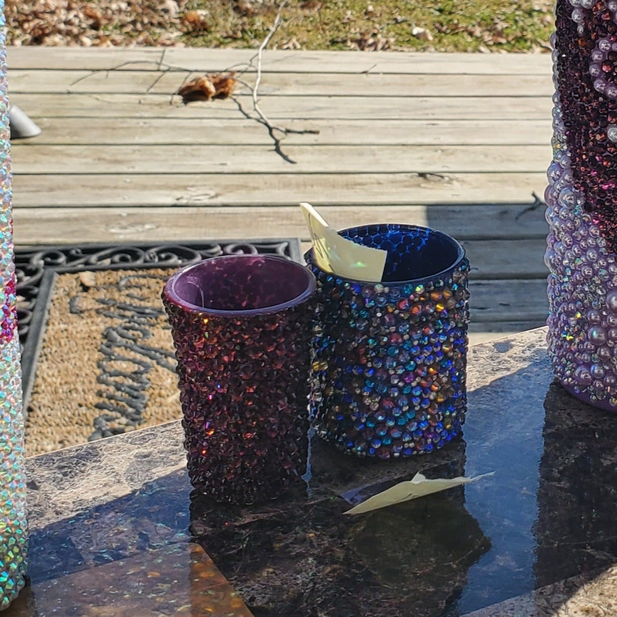 Glitter hot glass cups