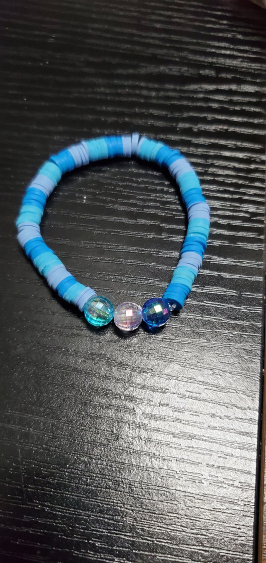 Pink blue  bracelet iridescent handmade