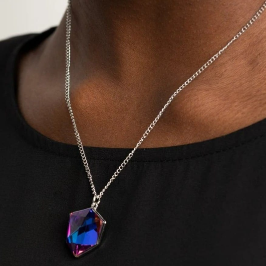 Stellar Serenity-purple blue green Multi Oil short necklace