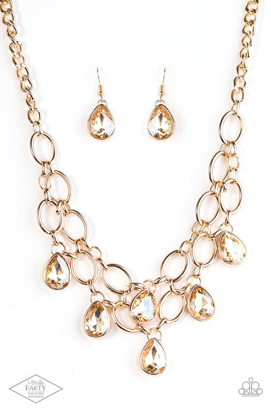 Show-Stopping Shimmer - Gold  short necklace set 34XX