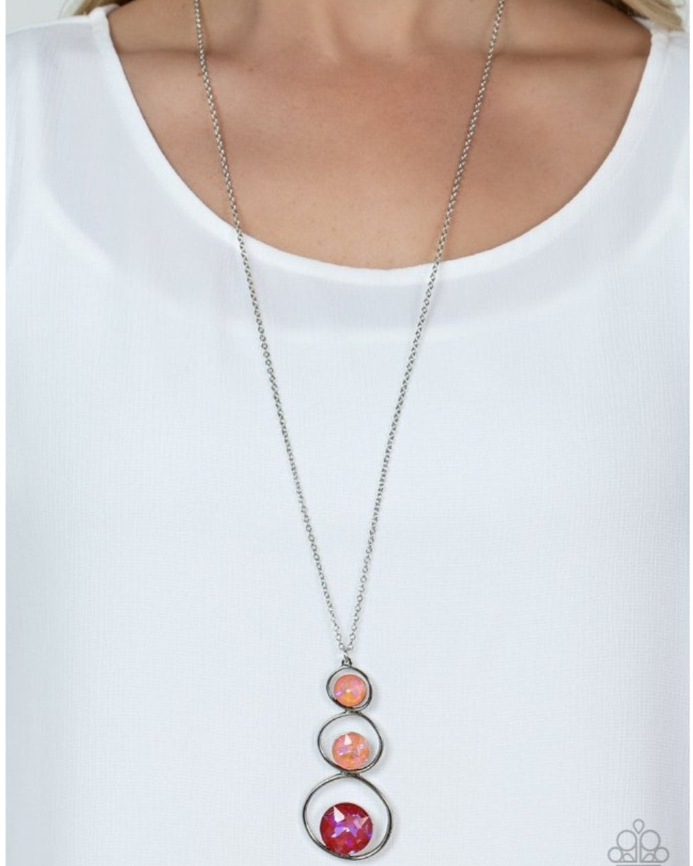 Celestial Courtier - Orange iridescent long necklace 133XX