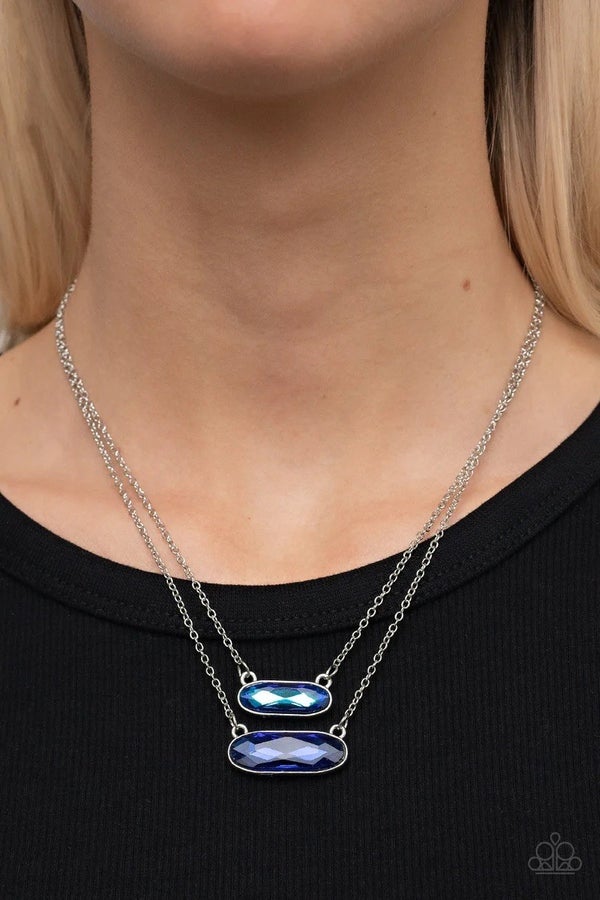 Double Bubble Burst - Blue  short layered necklace